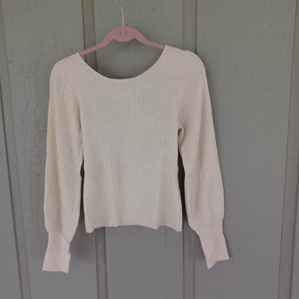 Reformation Alber Cashmere Sweater Size M Women Preppy Open Back Long Sleeve